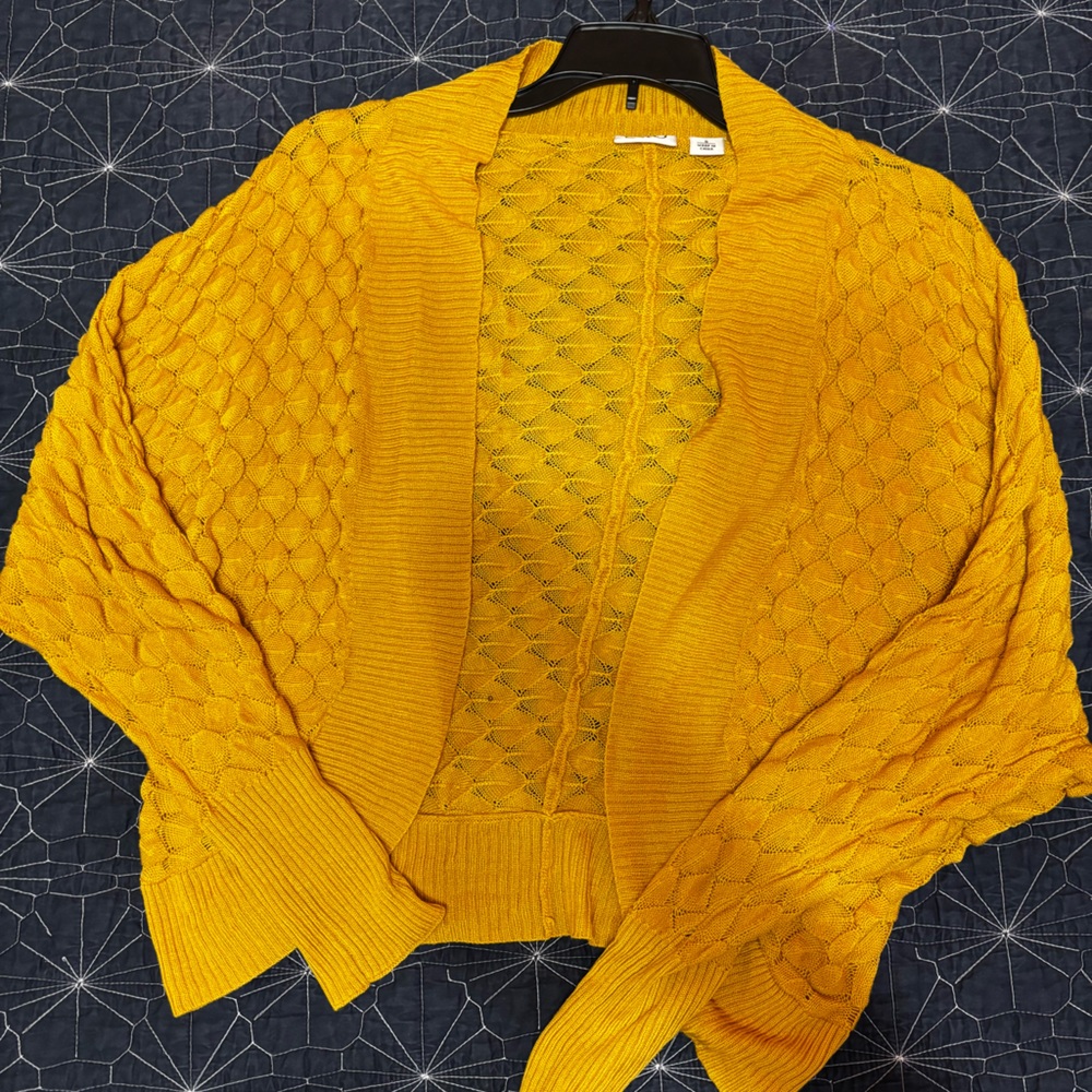 Cato Mustard fish scale Knit Women's Cardigan